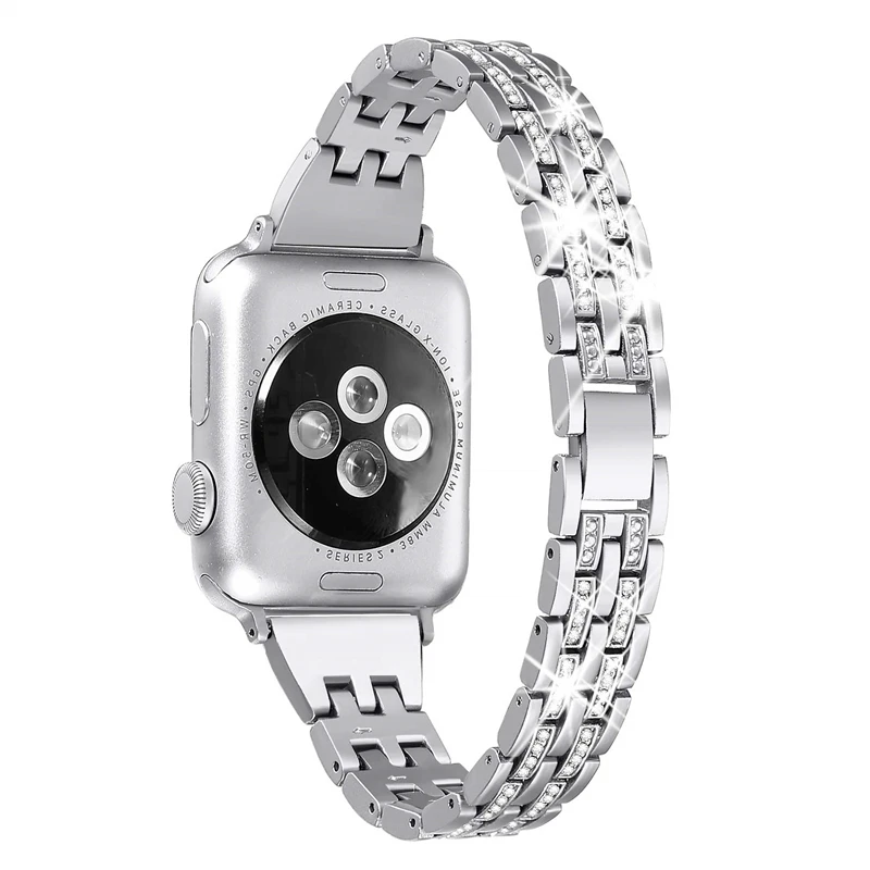 

Diamond metal Strap for Apple Watch Band 45mm 40mm 41mm Stainless Steel band for iwatch 7 6 5 4SE 44mm 38mm 42mm women Wristband