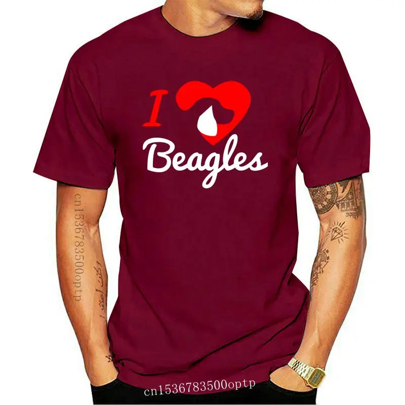 

Футболка мужская хлопковая с коротким рукавом, топ с надписью I Love Beagles, в стиле хип-хоп, комиксы