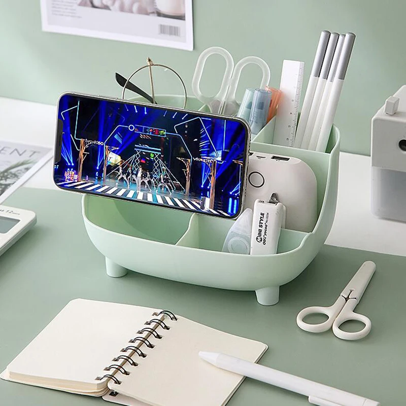 

Desktop Organizer Pen Holder Creative 6 Gird Multifunctional Desk Makeups Pencil Storage Stand Box School Office Stationery