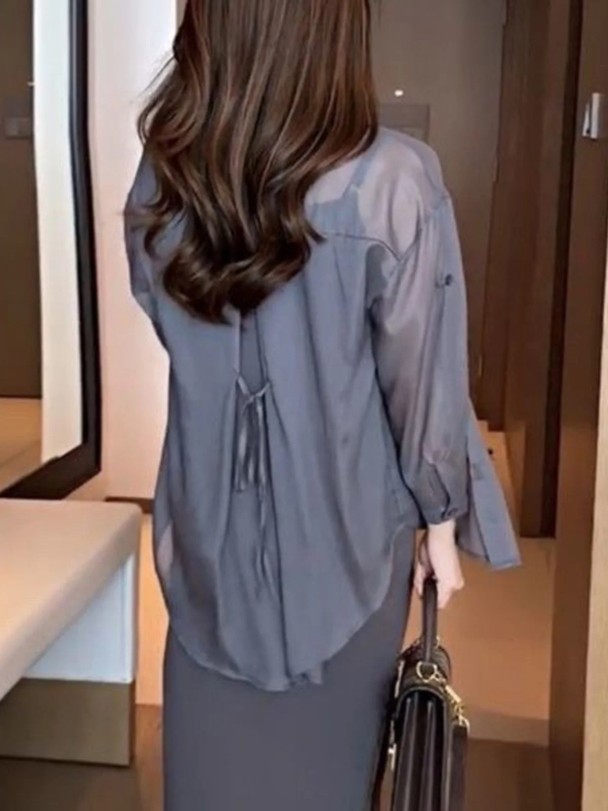 Классическая Серая одежда для защиты от солнца из ледяного шелка женская тонкая