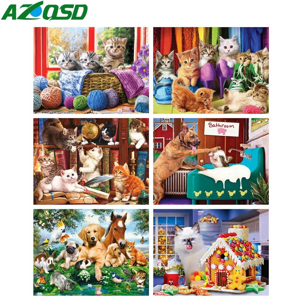 

AZQSD 5d алмазная картина кошка собака животное мозаика крестиком наборы картина Стразы Вышивка продажа подарок ручная работа