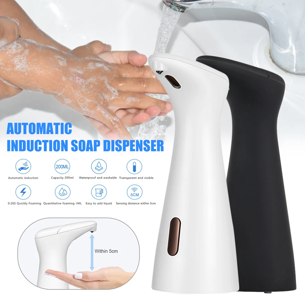 

200ml Liquid Soap Dispenser Automatic Hand Wash Dispenser Battery Operated Touchless Intelligent Induction for Kitchen Bathroom