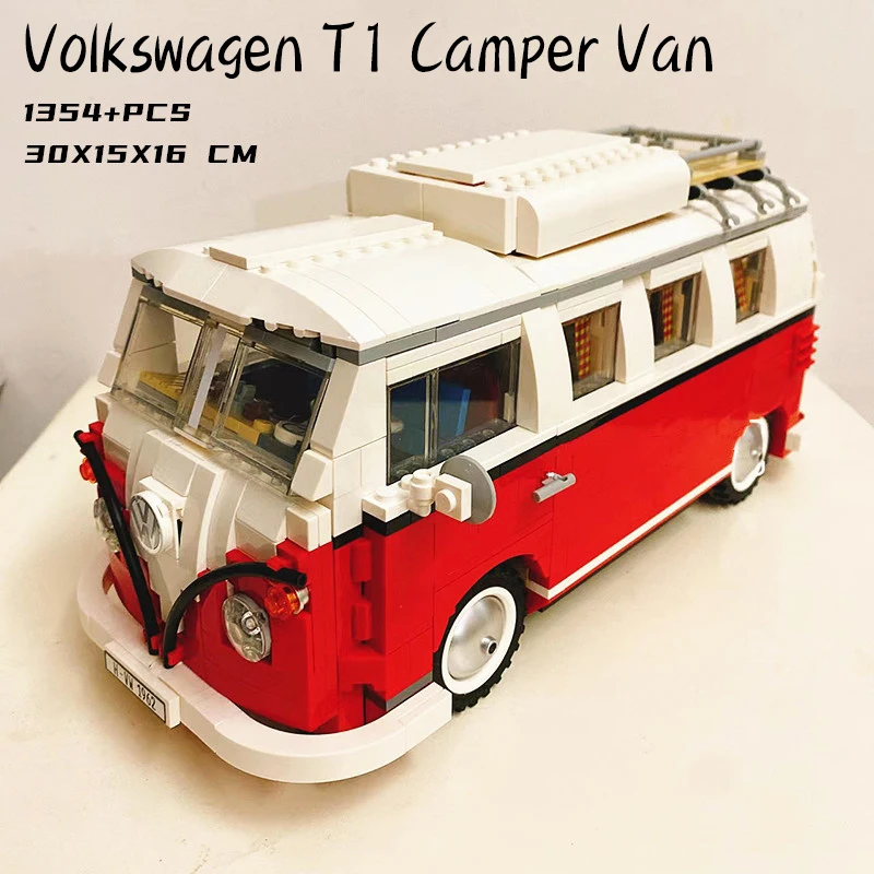 

Техническая Серия Volkswagen T1, автомобиль-кемпер, фургон VW, модель автомобиля, строительные блоки, совместимые с 10220, кубики «сделай сам», игрушк...