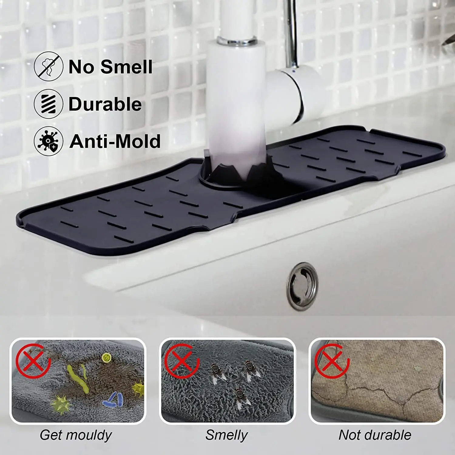Silicone Kitchen Faucet Absorbent Mat Sink Sponge Holder Foldable Sink Drainer Bathroom Countertop Protector kitchen Organizer