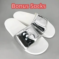 2022 summer mb brand slippers mute eva male sneakers thick sole soft white silver non slip sandals outdoor bathroom women shoes