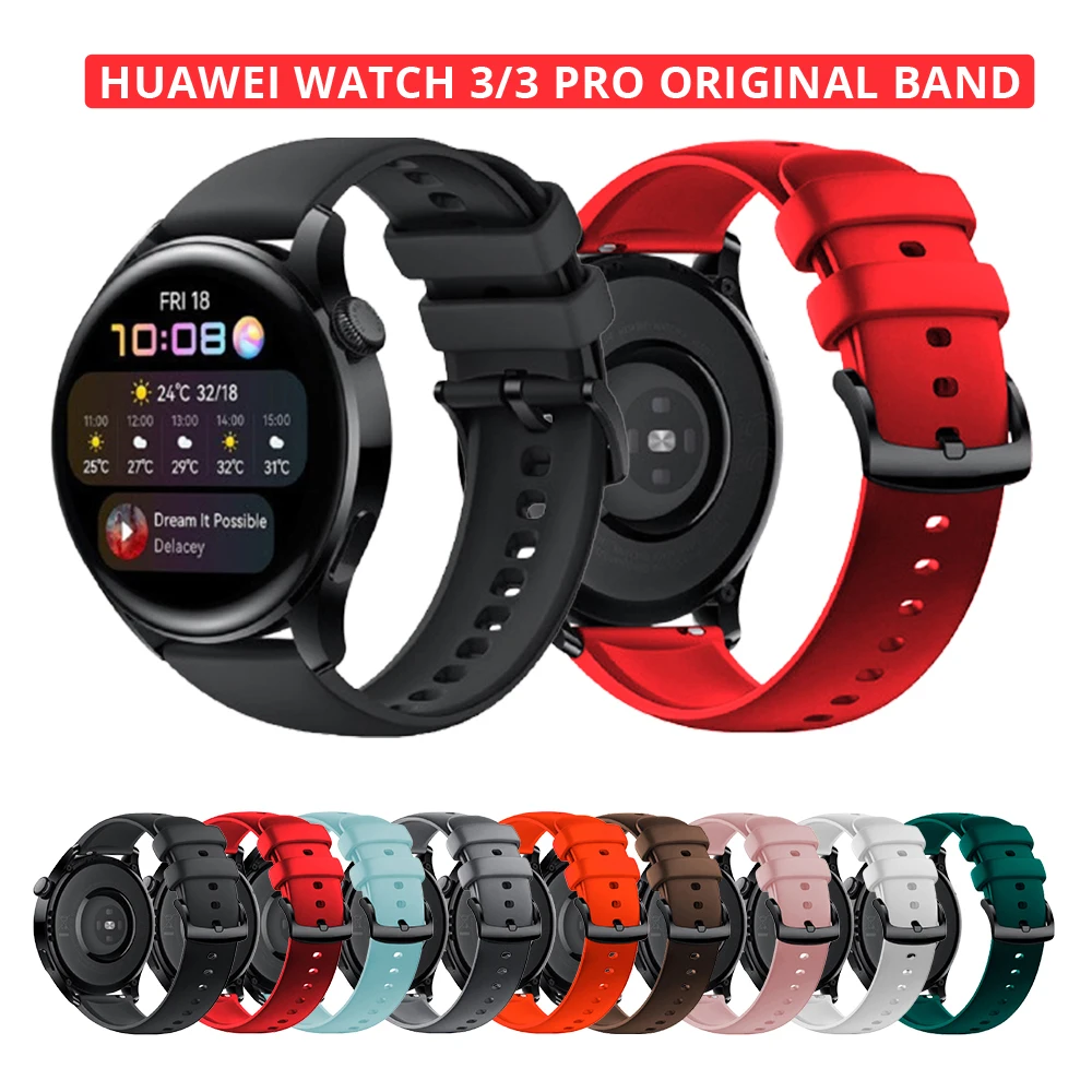 Correa original para Huawei Watch 3 de 46mm, correa de reloj oficial para Huawei Watch 3 Pro de 48mm, 3 de 46mm, Bandas de silicona para mujer
