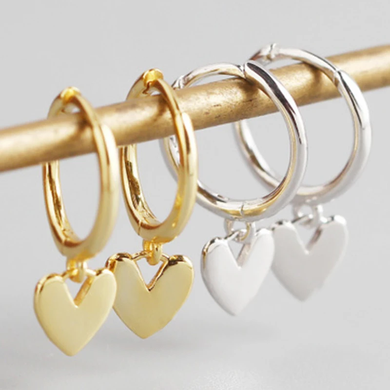 

Minimalist Love Heart Tassel Ear Hoop Earrings for Women Sliver Gold Geometric Hoops Earring Fashion Temperament Wedding Jewelry
