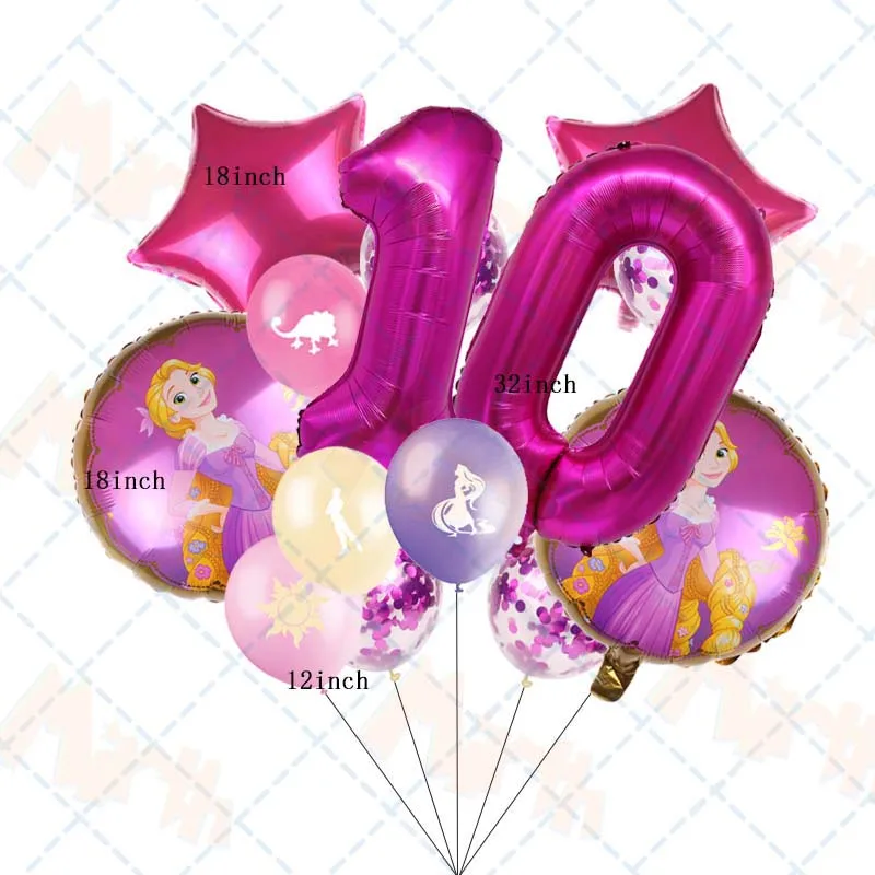 13pcs Princess Rapunzel Balloon Girl Birthday Party Supplies Gift Home Decor 32inch Number Ballon Baby Shower Wedding Decoration images - 6
