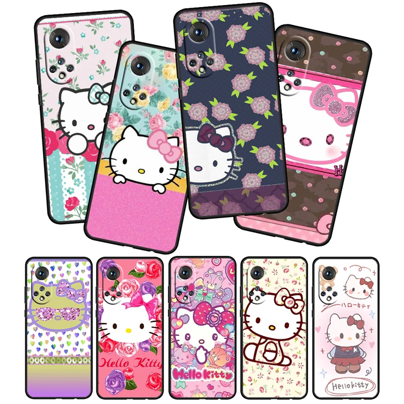 

Cute HelloKitty Anime For Honor 60 50 30 20 Pro Plus 5G Fundas Coque Capa Magic3 Play5 5T Soft Silicone Black Phone Case Cover