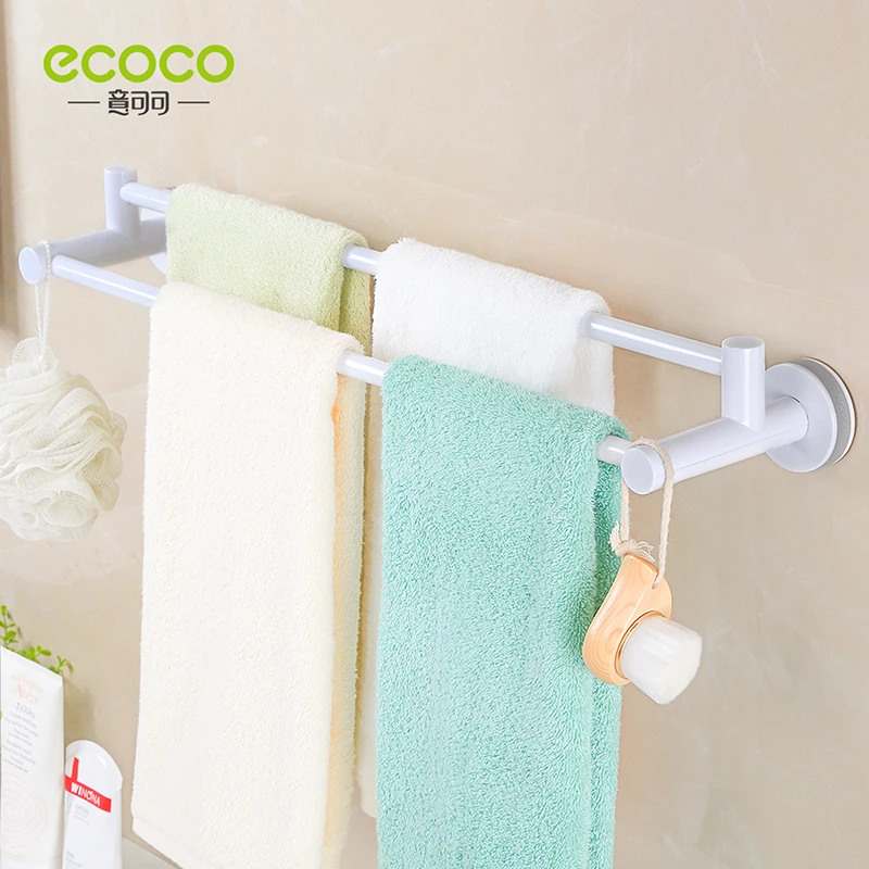 

ECOCO Double-rod Towel Rack Punch-free Bathroom Bathroom Suction Cup Rack Bath Towel Rod Nordic Minimalist Creative Shelf
