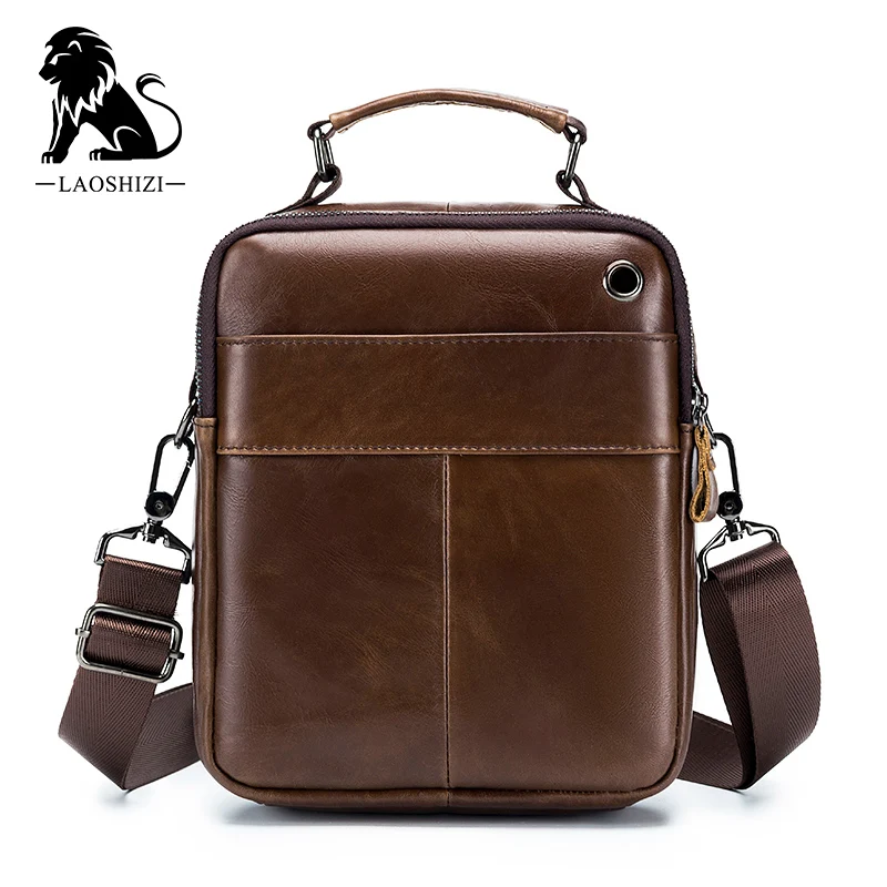 LAOSHIZI LUOSEN Top leather men's messenger bag multifunctional foreign trade European and American trend men's bag
