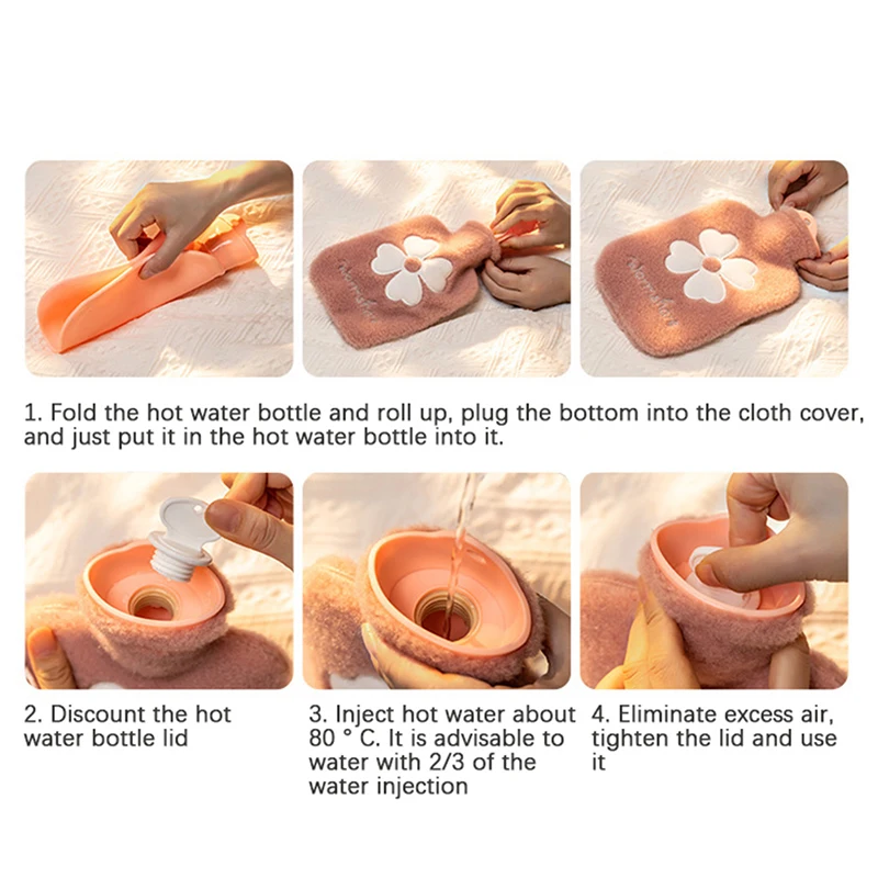 

1pc 500ML/1000ML Hot Water Bag Warm Belly Hands Cute Warm Water Bag Hand Warmer Flower