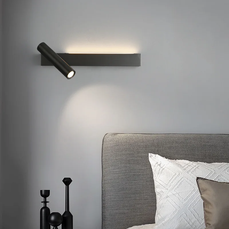 

LED Lighting Simple Copper Wall Sconce Modern Decoration Lamp Nordic Creative Bedroom Bedside Long Strip Golden Black Home Decor
