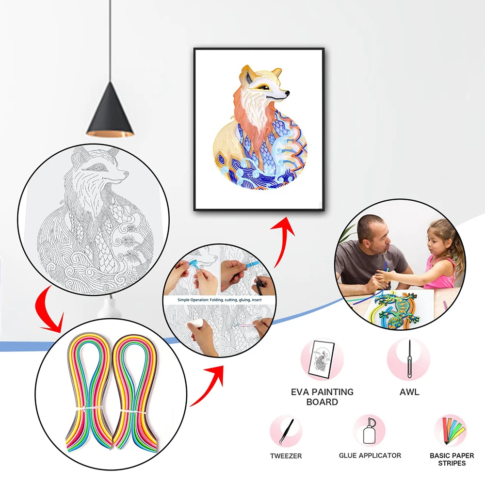 DIY 3D картины из филигранной бумаги искусственные для украшения стен подарки