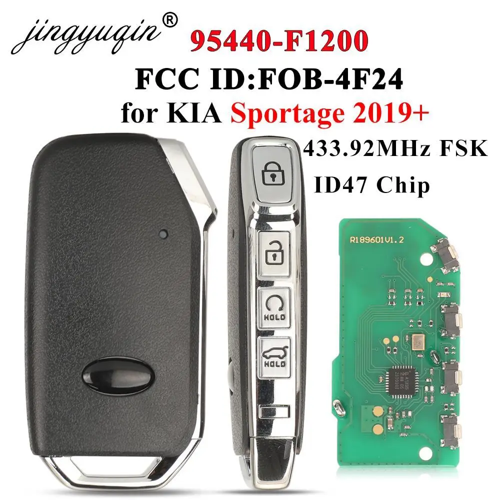 

jingyuqin 95440-F1200 Smart Remote Car Key Fob For KIA Sportage 2019+ 433MHz ID47 FOB-4F24 Aftermarket 4BTN Replacement Keyless