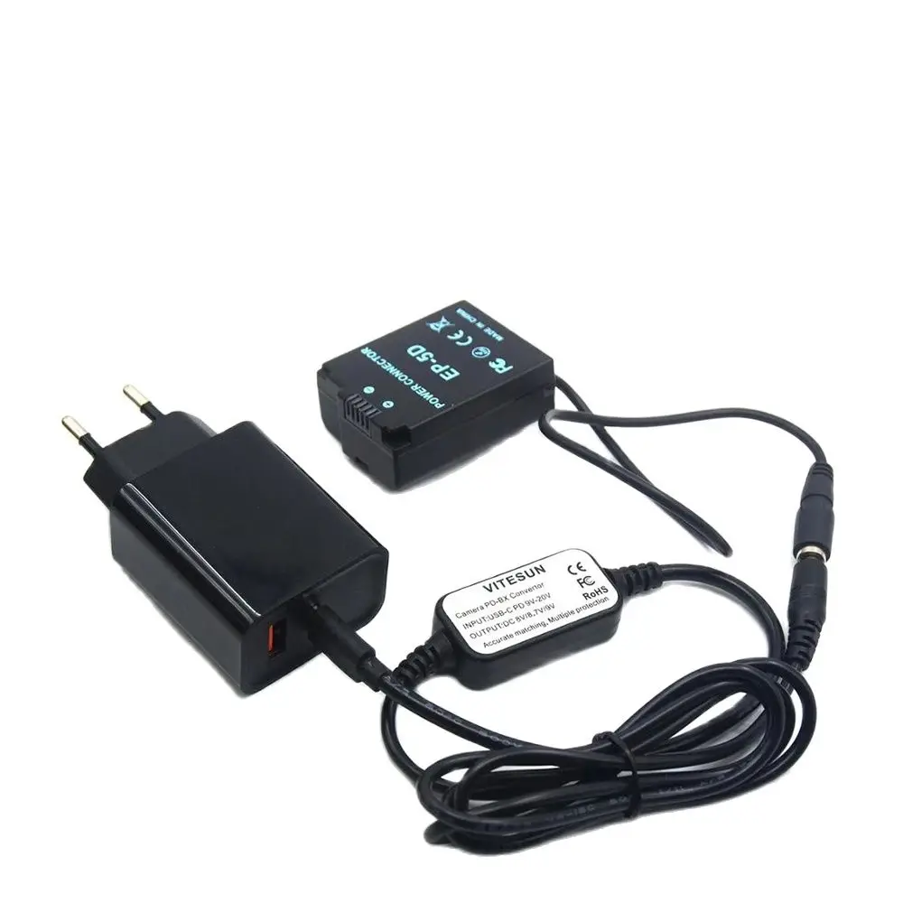 

USB Type C DC Cable PD Charger EN-EL21 Dummy Battery for Nikon 1 V2 1V2 Cameras EP-5D DC Coupler