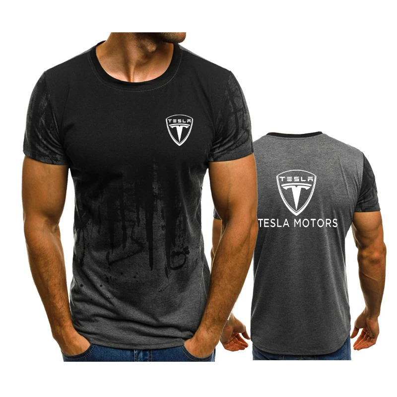 

2022 г., футболка Sommer TESLA с логотипом камуфляжной расцветки, Повседневная Спортивная футболка, комфортная поглощающая белый цвет