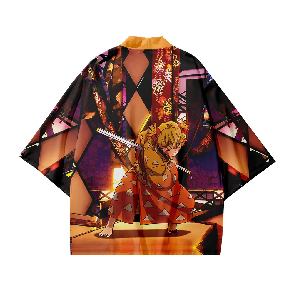 

Demon Slayer Kimono Cosplay Summer Casual Loose Plus Size Unisex Tops Otaku Short Sleeve