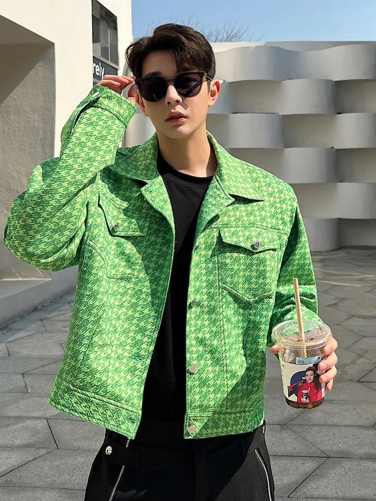 

SYUHGFA Men Clothing 2022 Spring Autumn New High Quality Short Style Fashion Print Loose Coat Single Breasted Jacket For Male