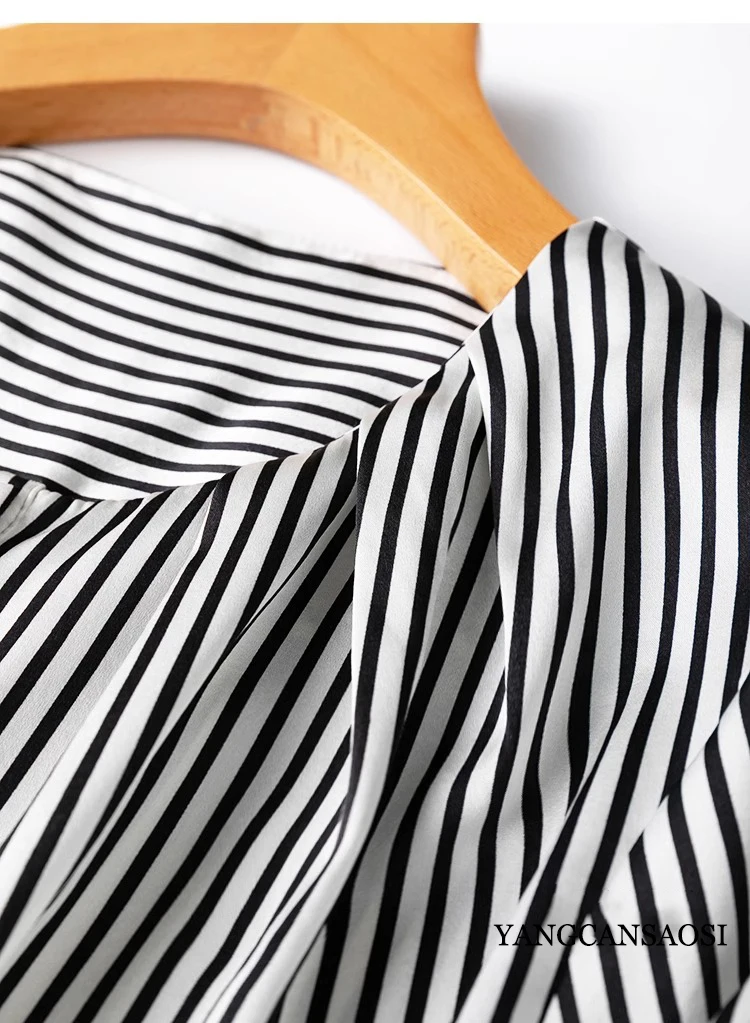 Рубашка в Вертикальную Полоску из натурального шелка тутового шелкопряда 19 мм