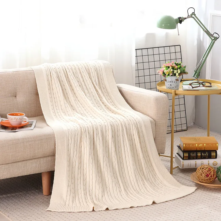 

TONGDI Soft Warm European Fashionable Lace Fringed Knitting Wool Blanket Pretty Gift For Girl All Season Handmade Sleeping Bag