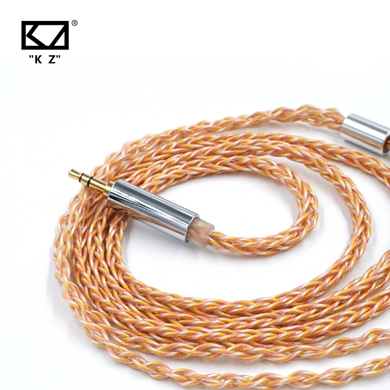 Кабель для наушников KZ ZEX Pro/CRA/ZS10 Pro/EDX 8 нитей золотистый серебристый и медный куб