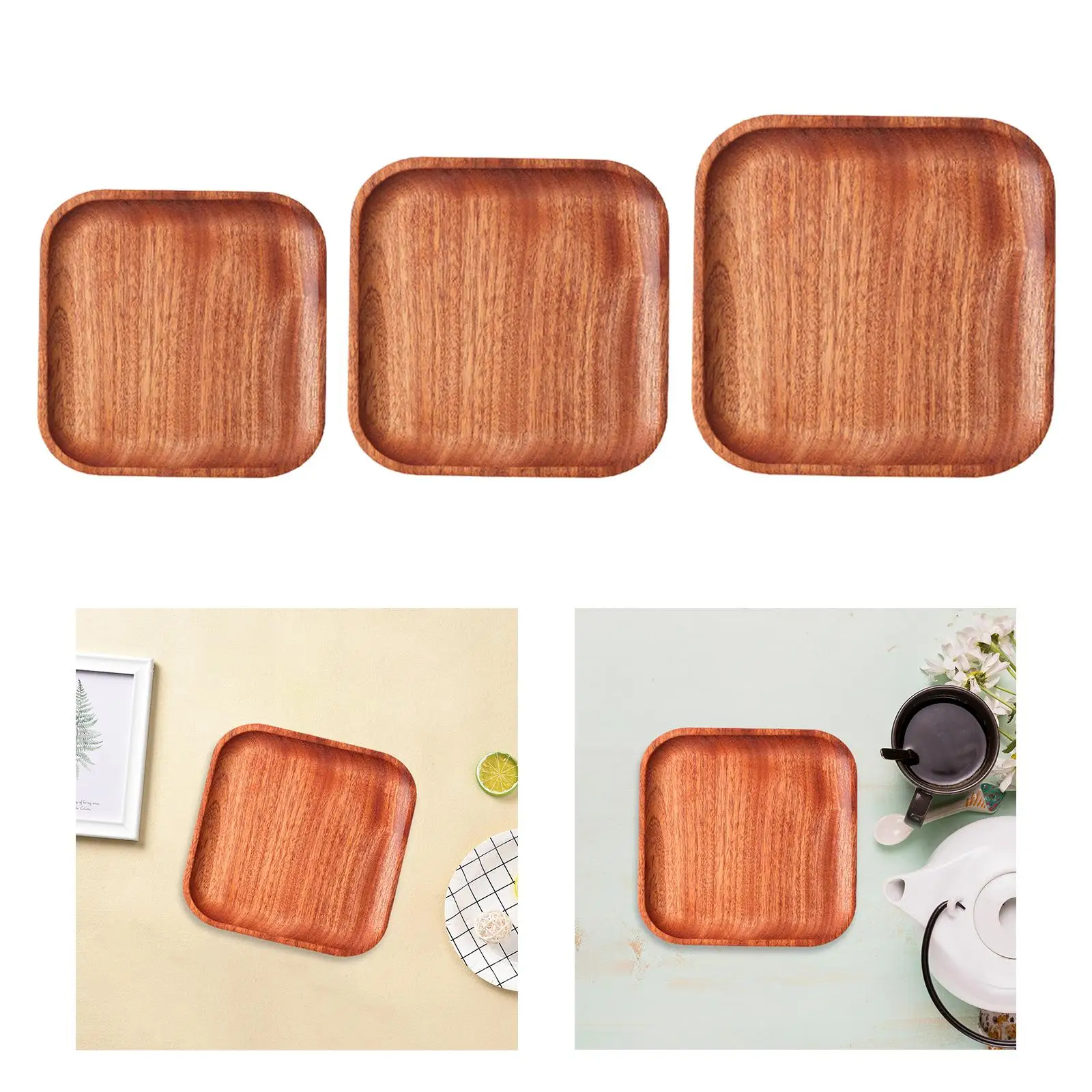 Деревянный сервировочный поднос Квадратный деревянный для еды фруктовых