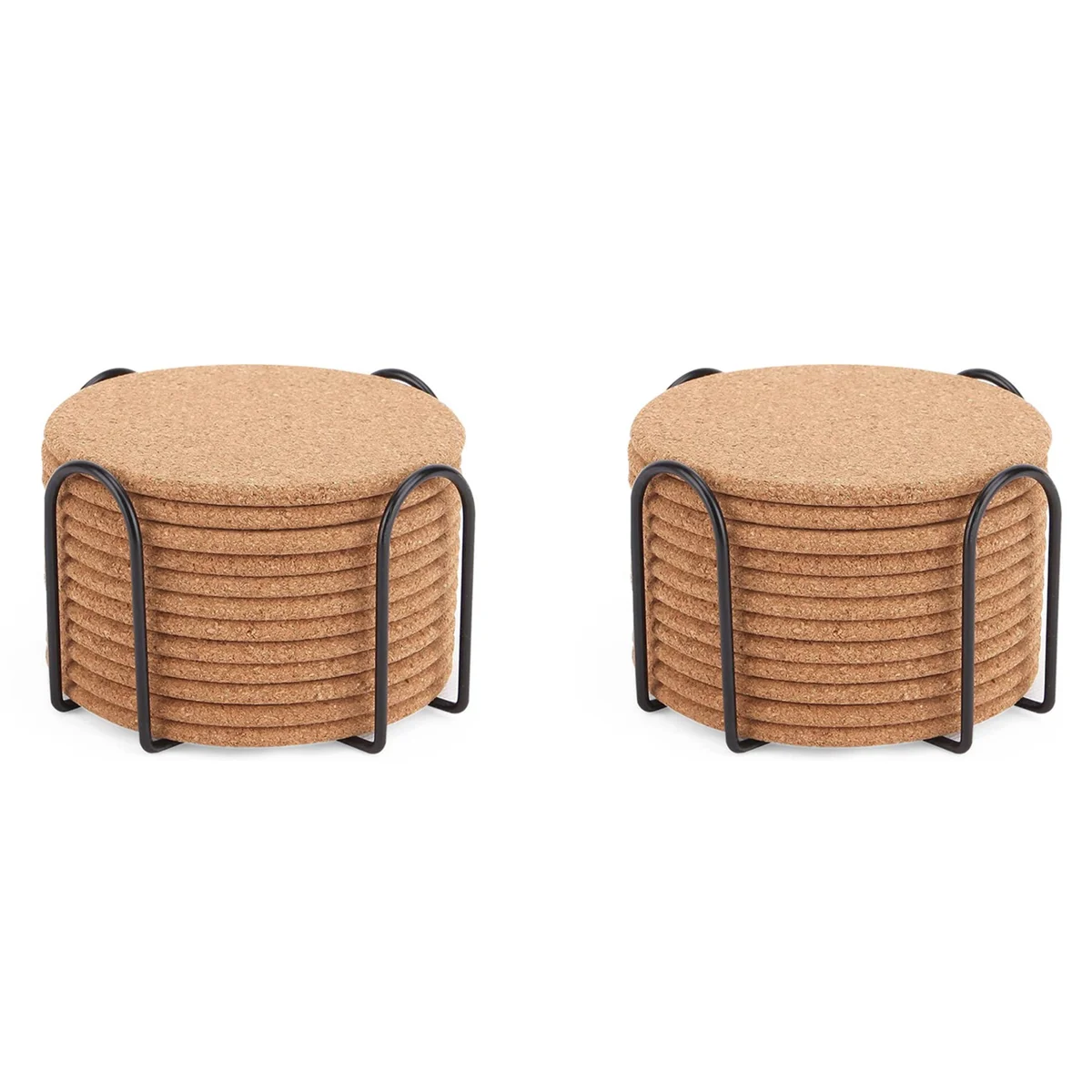 

Pack of 24 Absorbent Cork Coasters with Holder, Heat-Resistant Cup Mat Set,Reusable Round Drink Coaster Fits for Mug