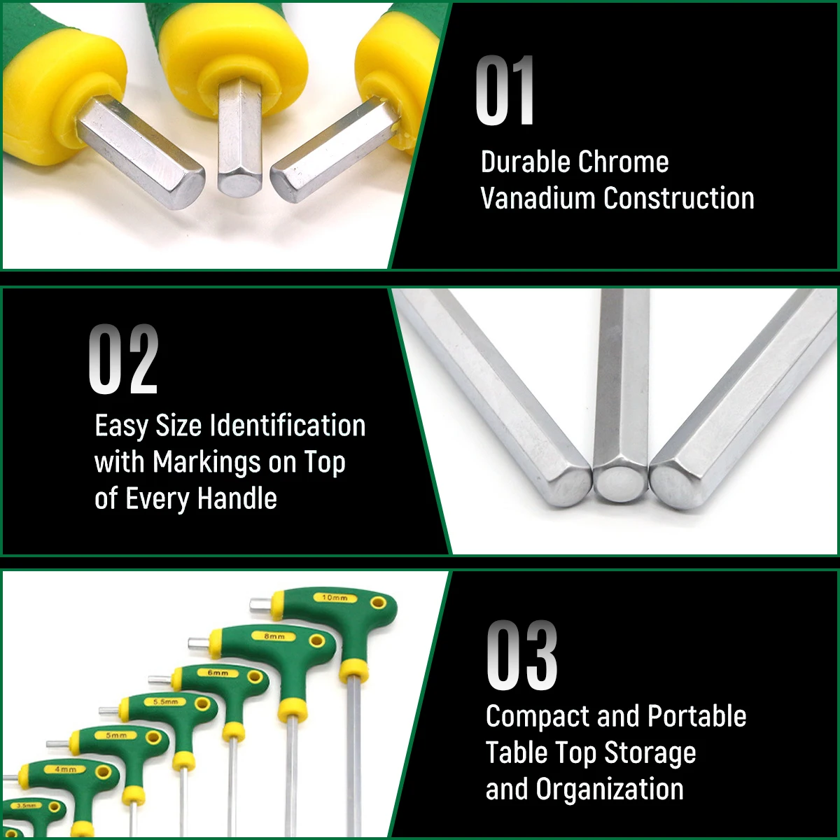 WOZOBUY Набор Шестигранных Ключей С Т-образной Ручкой Метрический Размер Для