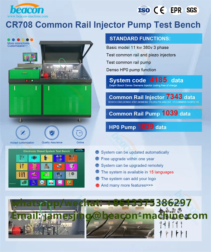 

Cr708 All High Pressure Common Rail Diesel Injection Fuel Pump Engine Test Bench Machine Auto Diagnostic Tool Testing Equipment