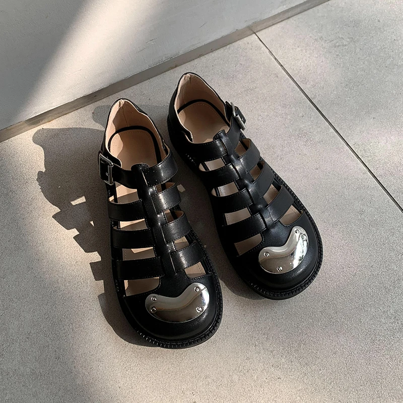 

QZYERAI 2022 New Summer Sandals Women Genuine Leather Sandals Ladies Roman Women Shoes Sandals