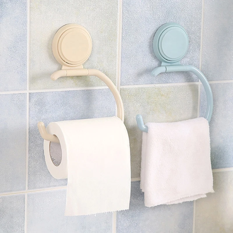 

High-quality PP Towel Racks Toilet Roll Holder Plastic Wall Hangers Multifunctional Suction Cup Shelf