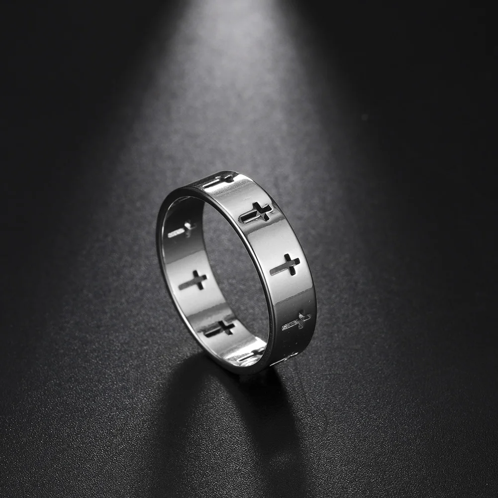 

Stainless Steel Couple Rings Silver Color Supernatural Cross Women's Men's Ring Engagement Wedding Gift Fashion Jewelry