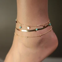 bohemia beads sequins charm anklets for women gold color beaded stones barefoot ankle chain anklet beach jewelry tobilleras