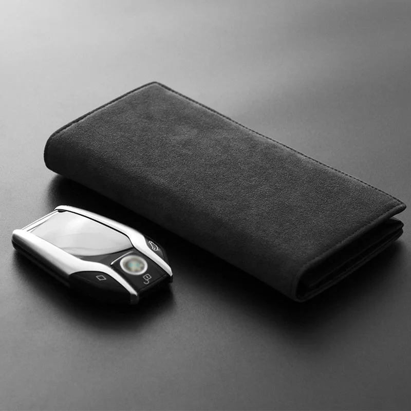 Замшевый кошелек для женщин и мужчин Длинный складной держатель телефона карт