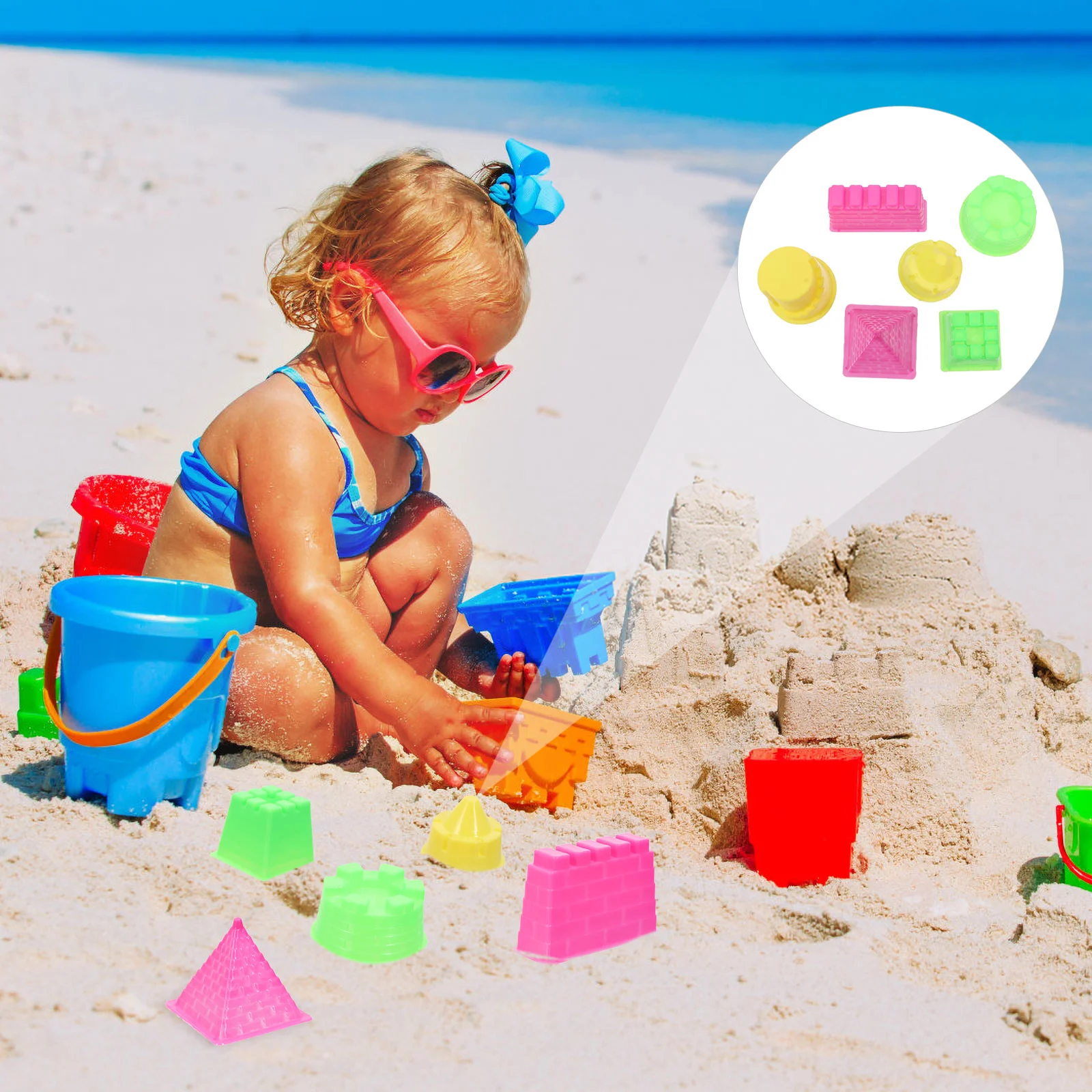 

30pcs Kids Beach Toys Portable Castle Model Set Toy Sand Dredging Toys