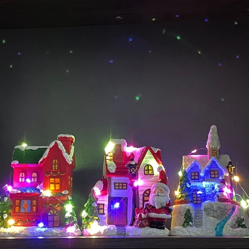 

Рождественская домашняя фигурка со светодиодной подсветкой из смолы, настольное украшение для детской комнаты