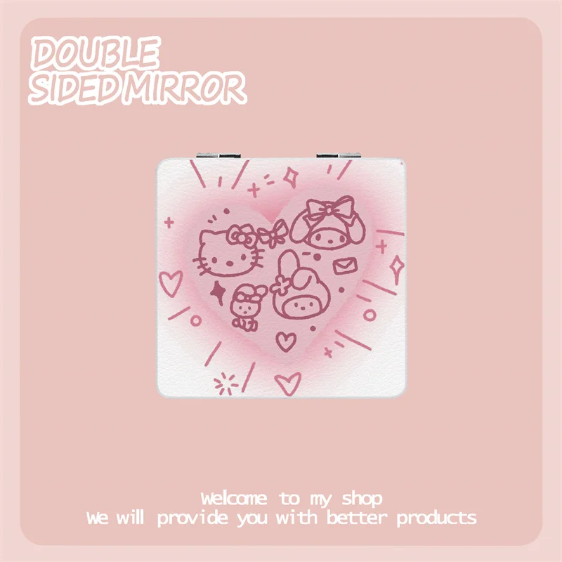 

Kawaii Kitty Cat KT Kuromi My Melody Anime Cute Mini Portable Small Decorative Folding Mirror Vanity Mirror Kids Girls Gifts