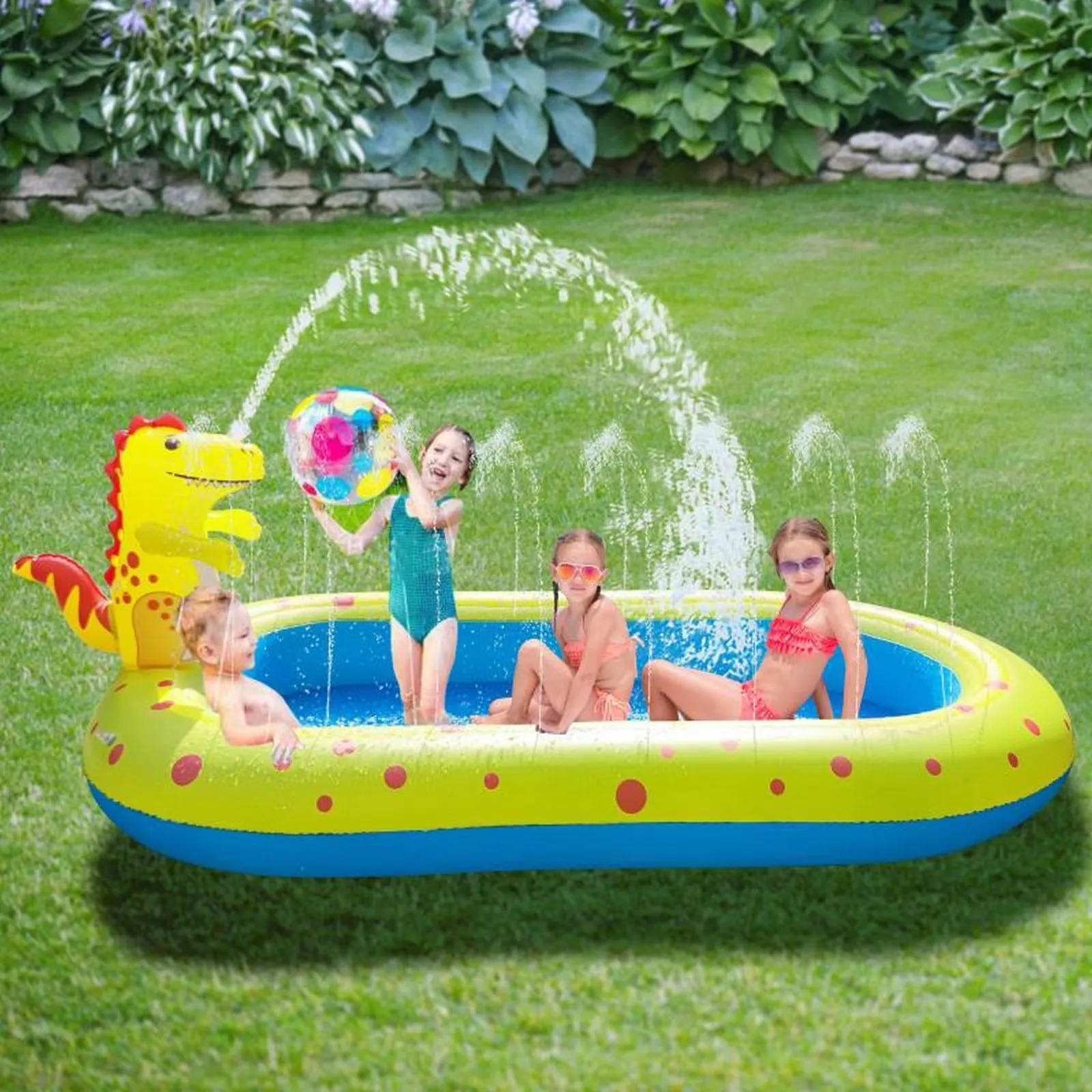 

Inflatable Sprinkler Pool BathTub Kids Float Swimming Mattress Portable Outdoor Backyard Basin Toddlers Bathtub Swimming Pool