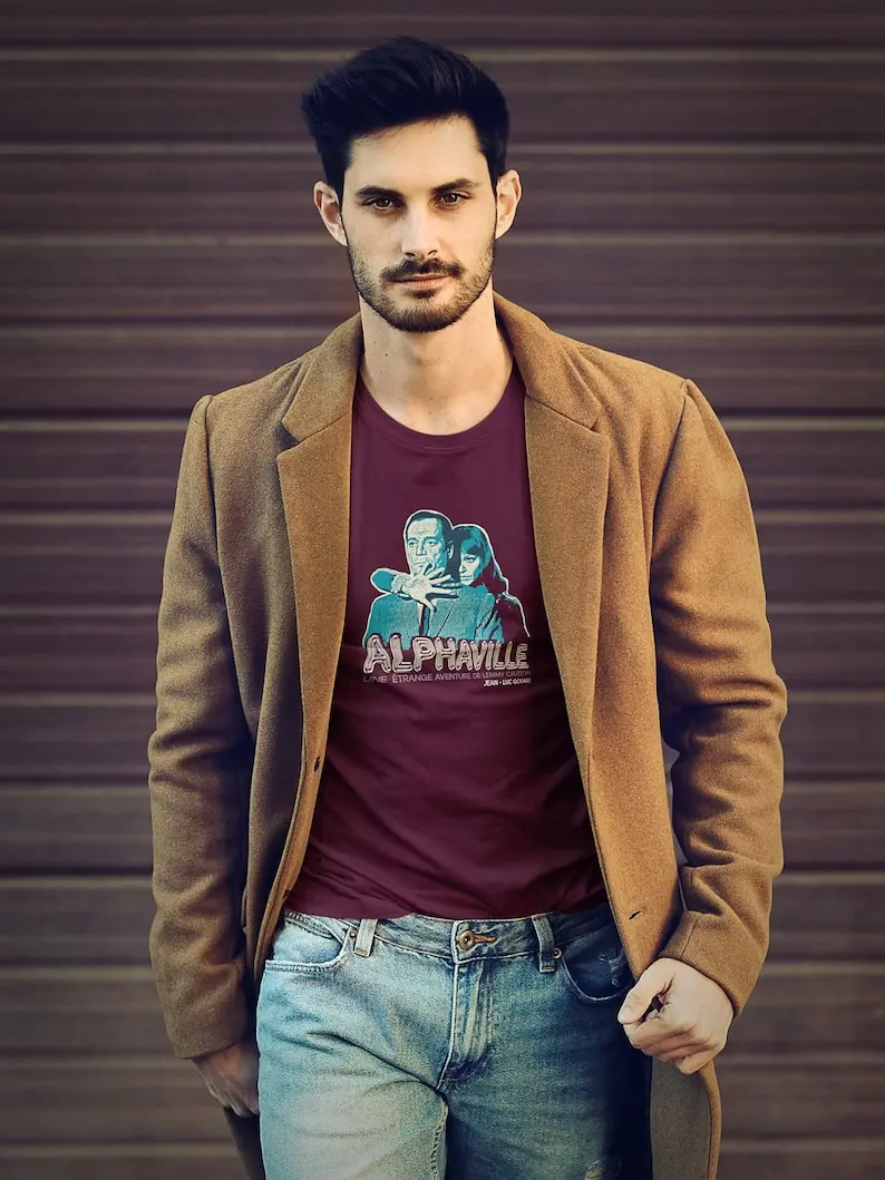 Майка Alphaville — Camiseta de la Project Jean-Luc Godard Película negra estilo ficción los años 60 Clásico del c