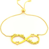 customized name bracelet women kids stainless steel adjustable stretch arabic letter bracelets gifts
