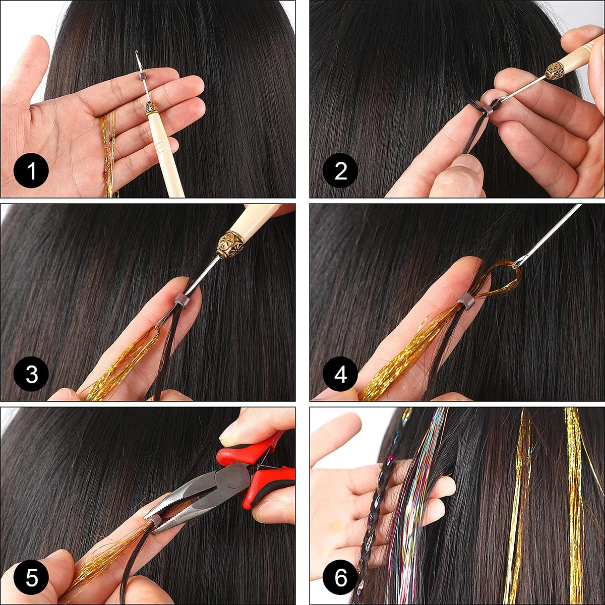 1800 шт. блестящие детские пряди для наращивания волос |