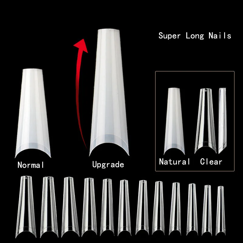 

French Natural Transparent Coffin Fake Nail Tips Acrylic Ballerina Tips Half Cover Artificial False Art Nail Press On The Nails