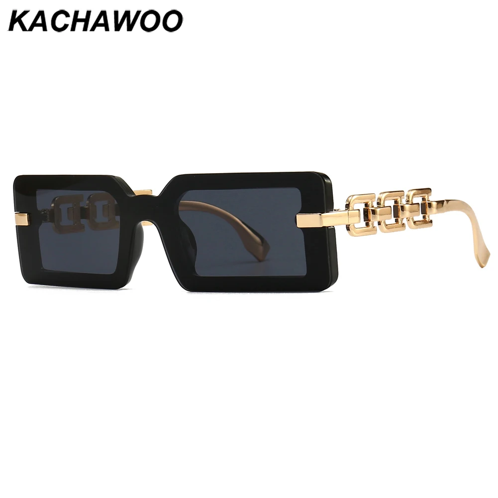 

Kachawoo men square frame sunglasses retro style uv400 black pink leopard half metal sun glasses for women trendy accessories