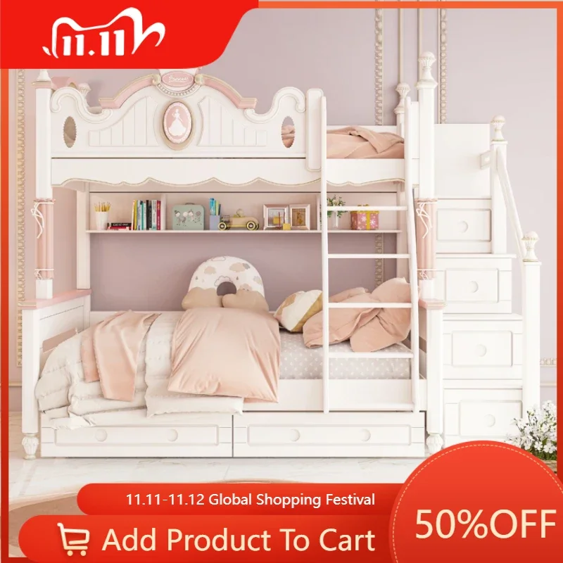 

Роскошные креативные детские кровати принцессы, двухъярусная кровать, лофт, Спальня С Одним Выдвижным Ящиком, детские кровати, поручни, легкая детская мебель WZ50CB