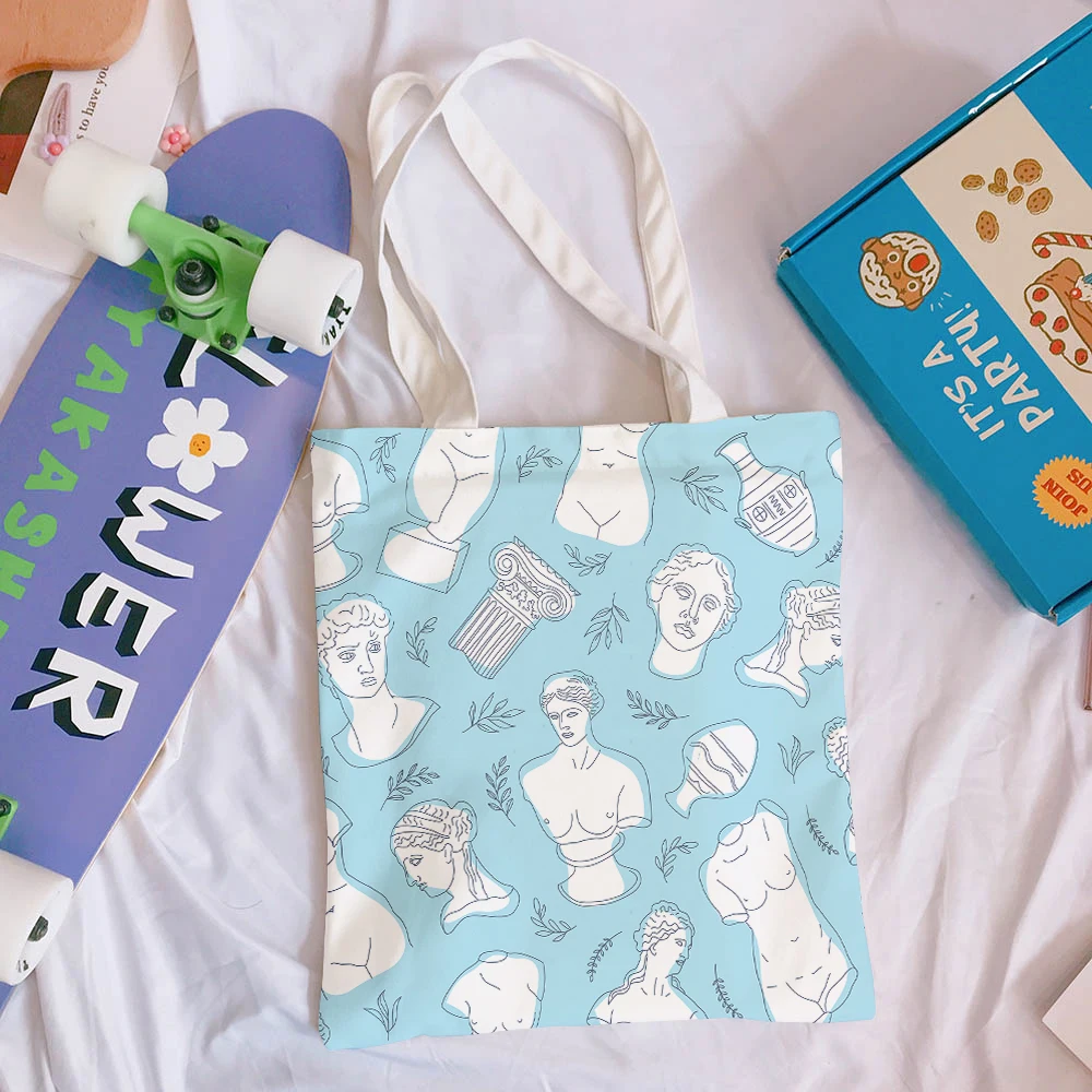 

Fashion Plaster Art Canvas Bag For Womne Unisex Oversized Quality Shopping Shoulder Bag Student Sundries Book Ipad Canvas Bag