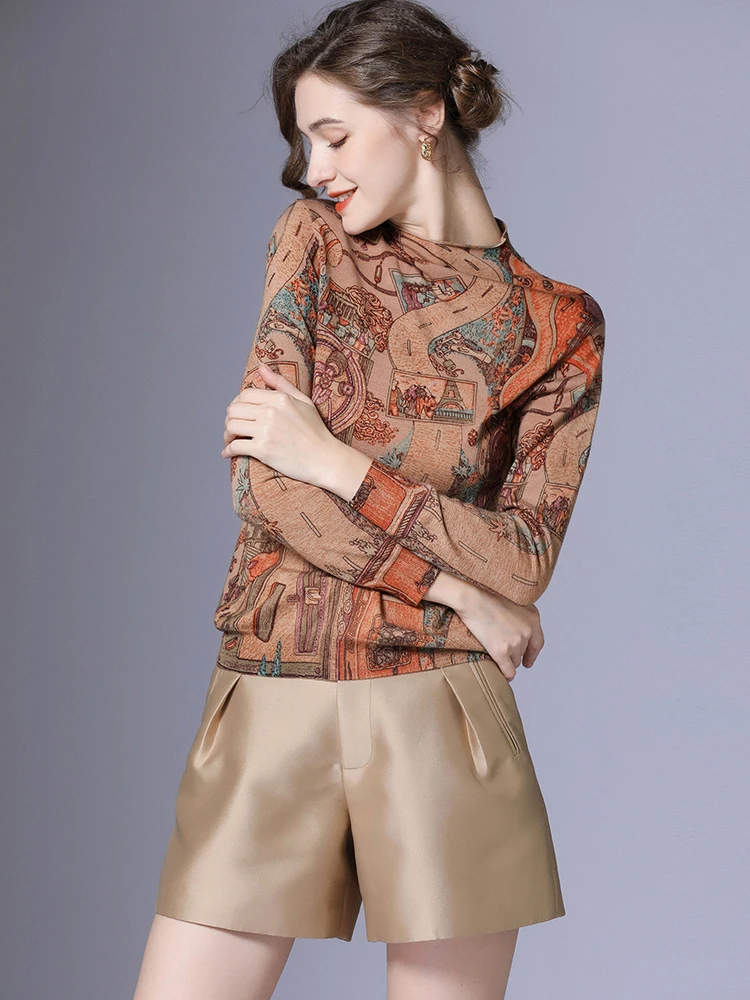 

Осенне-зимняя одежда, винтажные Модные женские замшевые топы с рисунком Y2k, пуловер с длинным рукавом, водолазка, шерстяной женский свитер