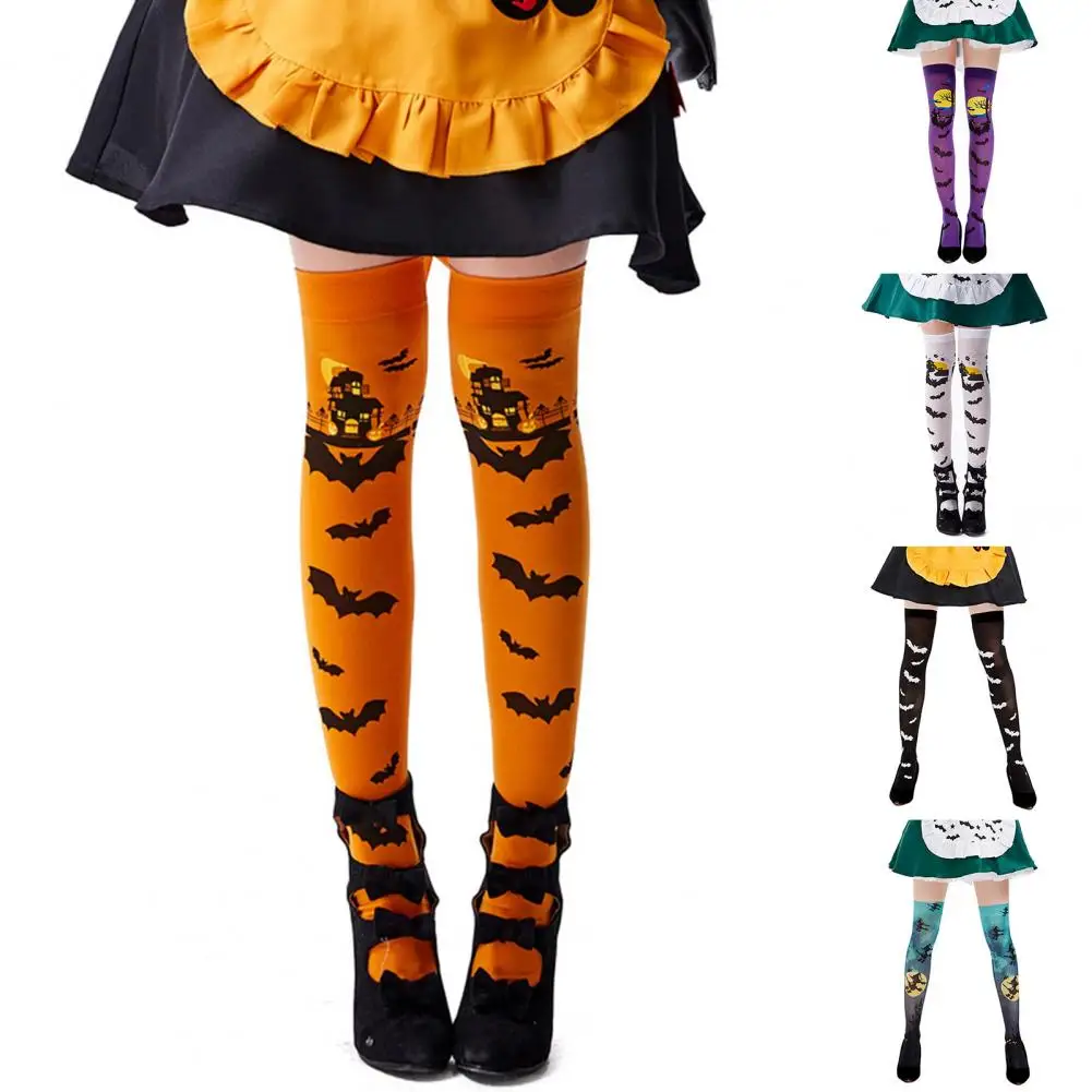 

Funny Bat Pattern Adult Halloween Stockings Bat Pattern Long Socks Cosplay Accessories Thigh High Stockings