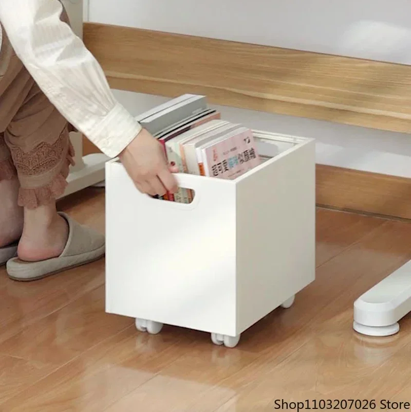 

Student Large Capacity Bookshelf With Wheels Book Storage Box Magazine Organizers Office Library Move Bookshelf