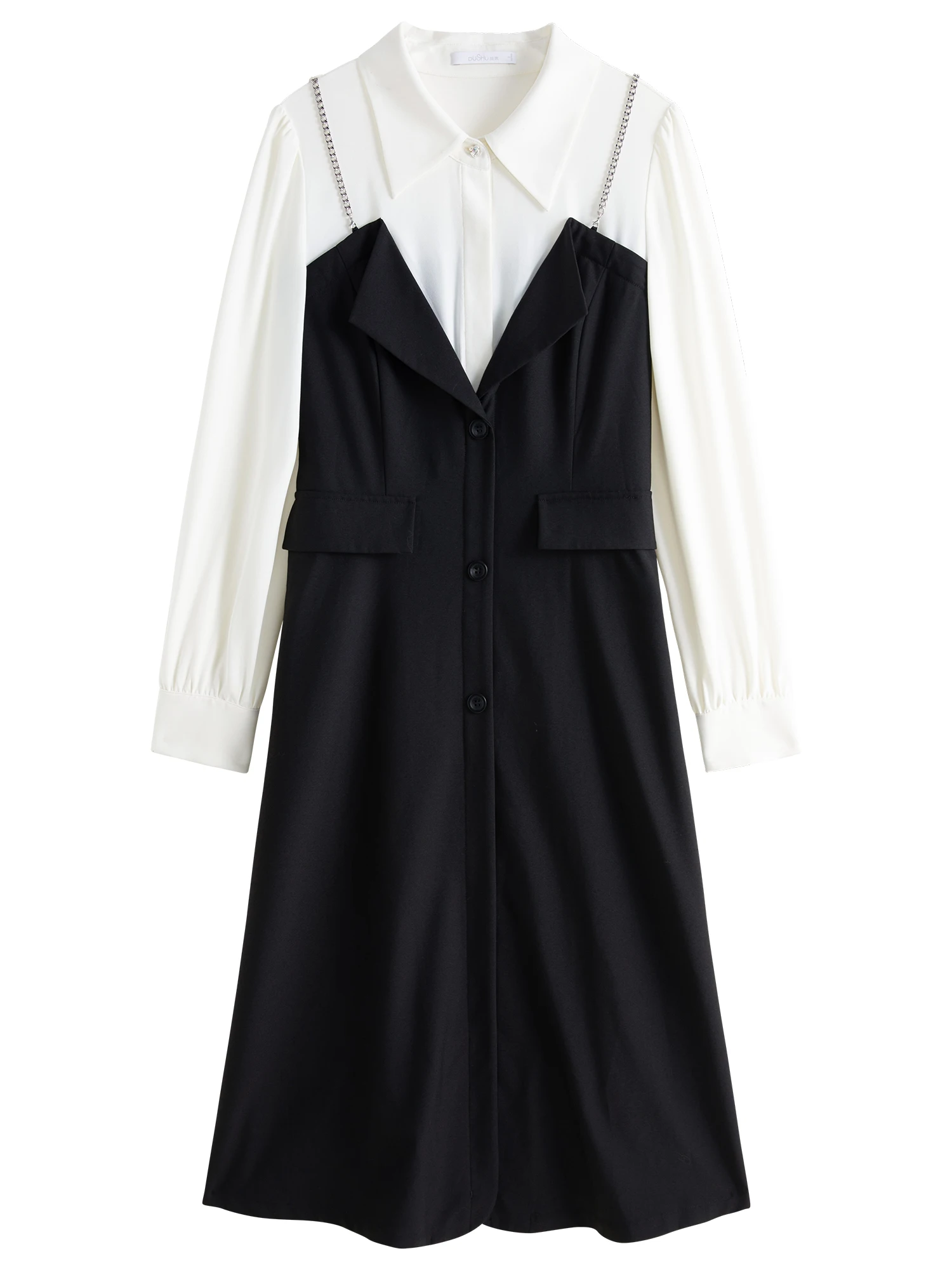 DUSHU женские осенние платья с длинным рукавом офисные темпераментные платья-поло